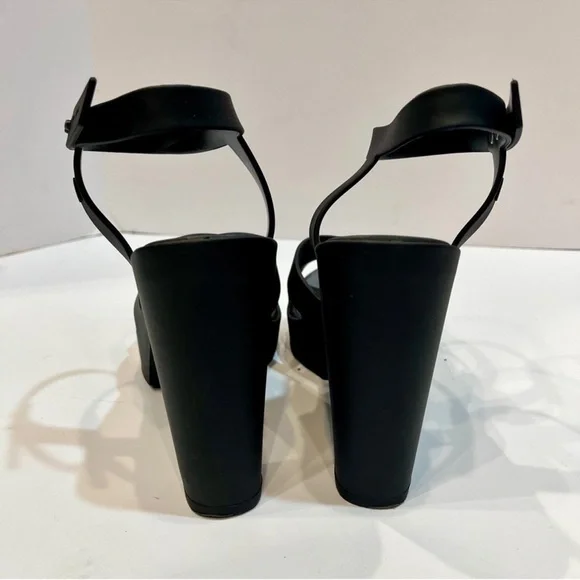 SOLD Melissa Chic Black Strappy platform chunky heels - Picture 6 of 7